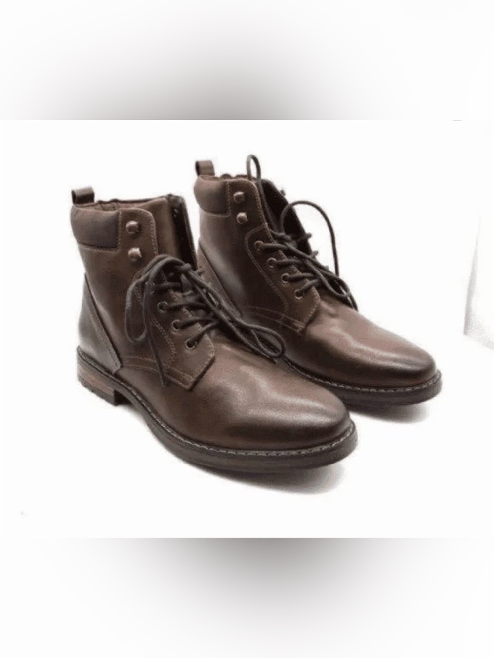 0188: Men's Club Room Westin Dark Brown Leather Boots with Lace-Up Closure